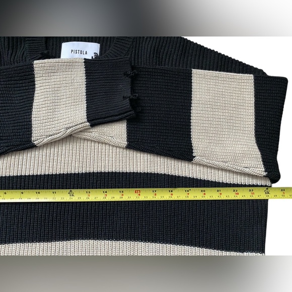 Pistola Black and Cream Women’s Stripe Sweater Size S - Picture 4 of 9